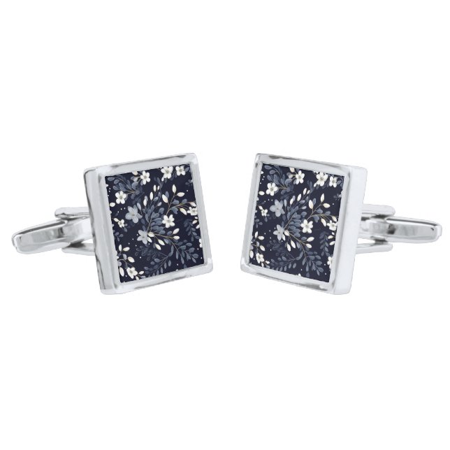 Floral Print Cufflinks  (Angled)