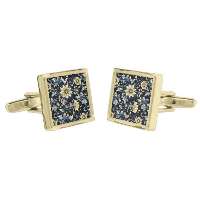Floral Print Cufflinks  (Angled)