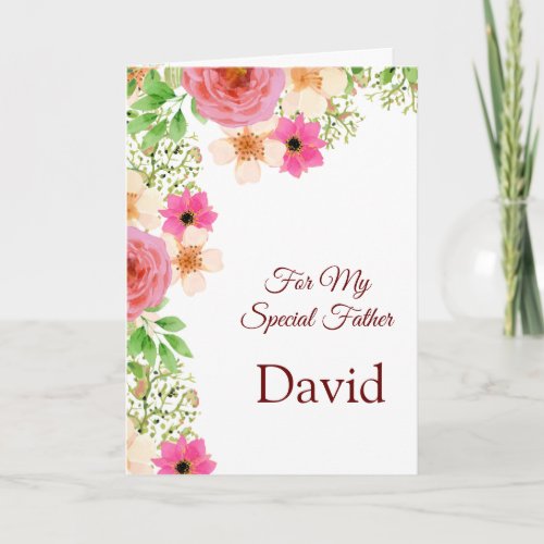 Floral Print Custom Name Birthday Card_Father Card