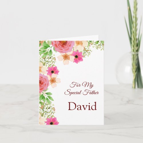 Floral Print Custom Name Birthday Card_Father Card