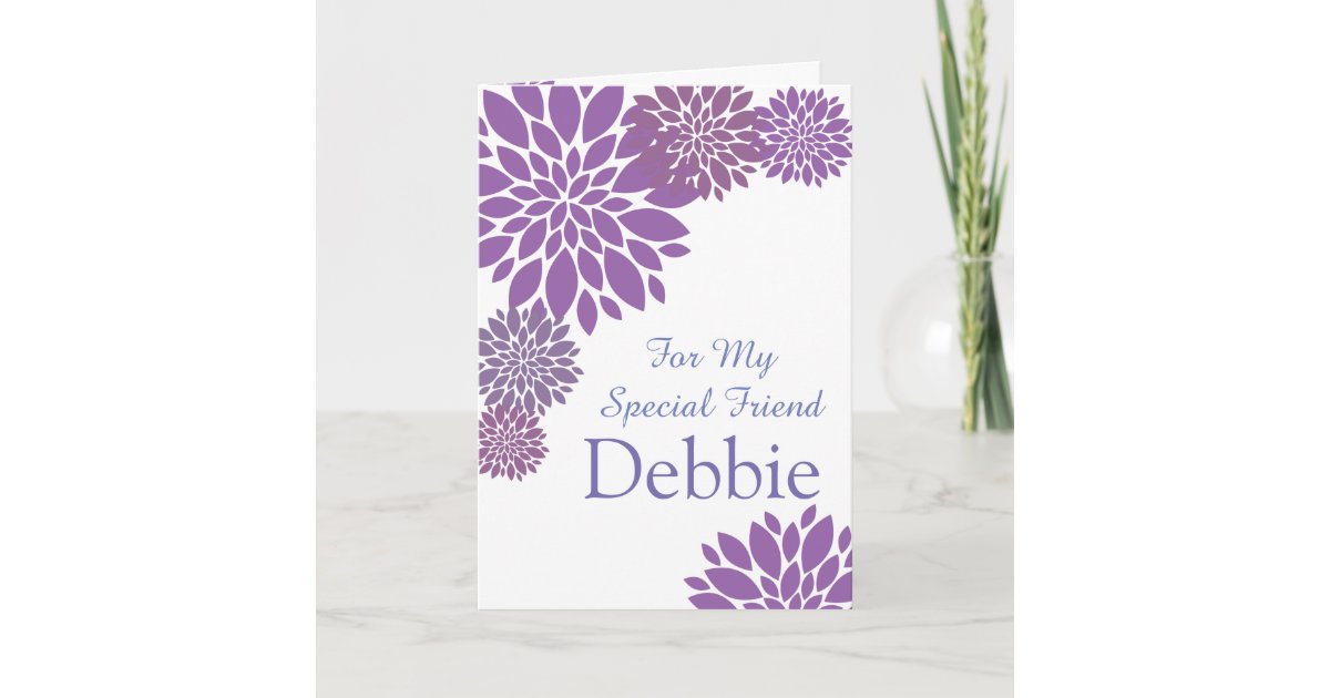 Floral Print Custom Name Birthday Card Friend Card Zazzle Com