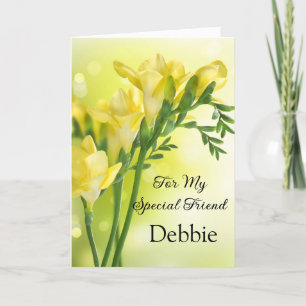Floral Print Custom Name Birthday Card-Friend Card