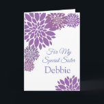 Floral Print Custom Name Birthday Card-Sister Card<br><div class="desc">Imagine this lovely floral printed birthday card being opened by your special sister with her custom name on it. Greeting printed inside wishing recipient a happy birthday .  
Customize her name by choosing menu at right,  click on "Debbie"  and change text. Customize further or buy as is.</div>