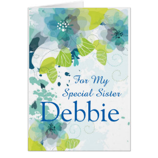 Floral Print Custom Name Birthday Card-Sister Card