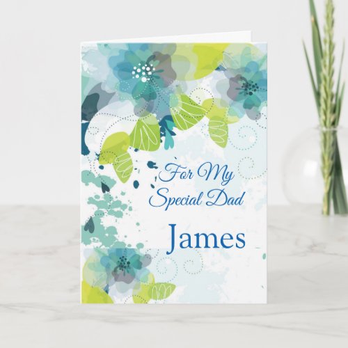 Floral Print Custom Name Card_Fathers Day Card