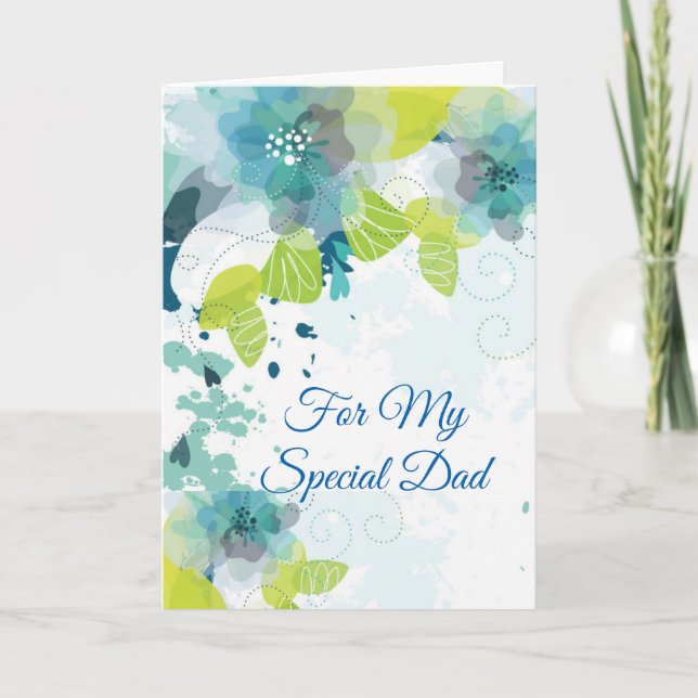 Floral Print Custom Name Card-Father's Day Card (Front)