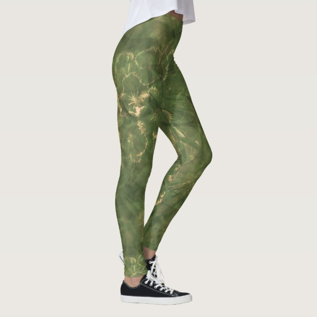 Floral Print Green Leggings (Right)