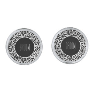 Floral Print Groom Cufflinks