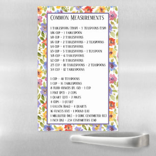 Floral print Measurements conversion chart   Magnetic Dry Erase Sheet