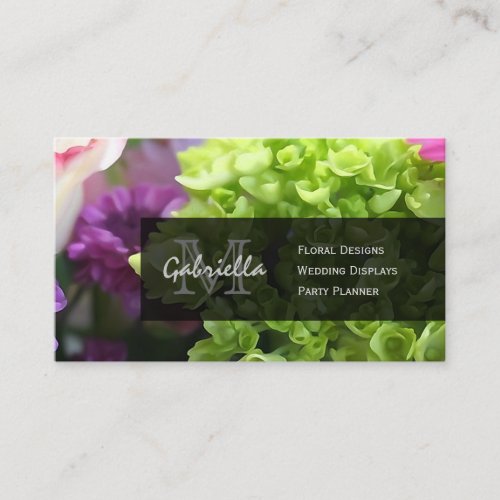 Floral Print  Monogram Business Cards