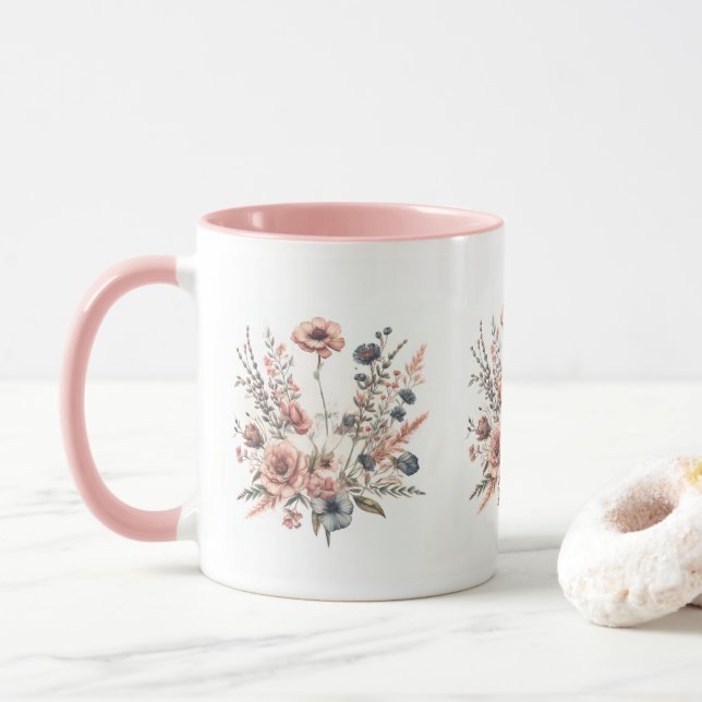 Floral print Mug (With Donut)