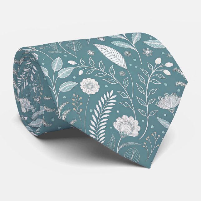 Floral Print Neck Tie for Stylish Outfits (Rolled)