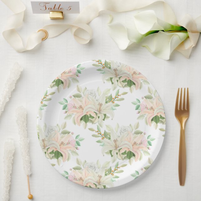 Floral Print  Paper Plates (Wedding)