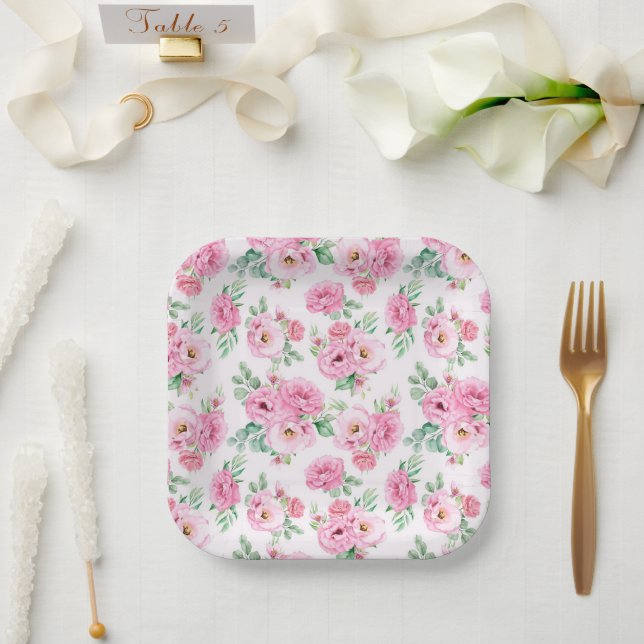 Floral Print  Paper Plates (Wedding)
