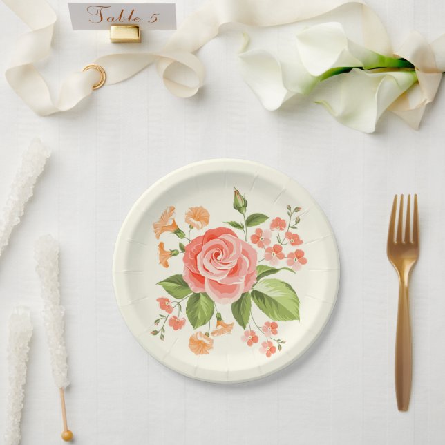 Floral Print  Paper Plates (Wedding)