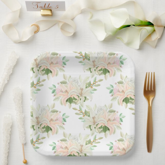 Floral Print  Paper Plates (Wedding)