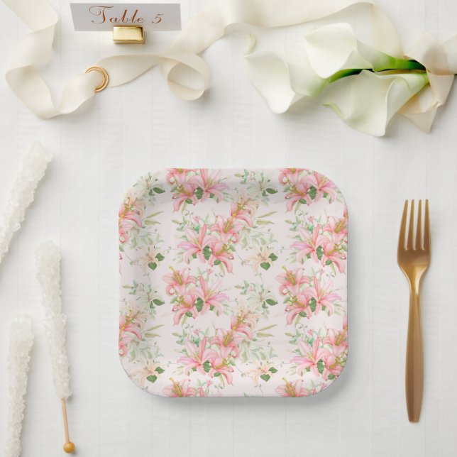 Floral Print  Paper Plates (Wedding)