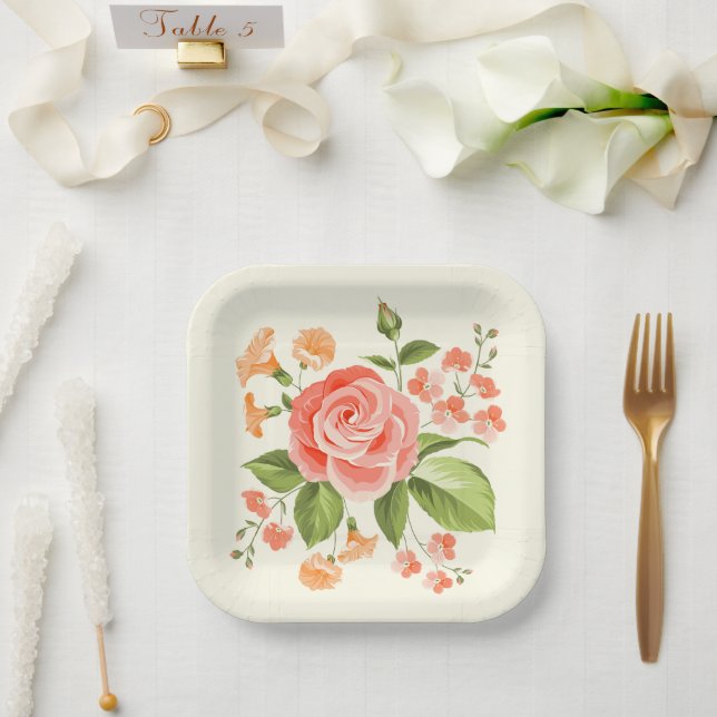 Floral Print  Paper Plates (Wedding)