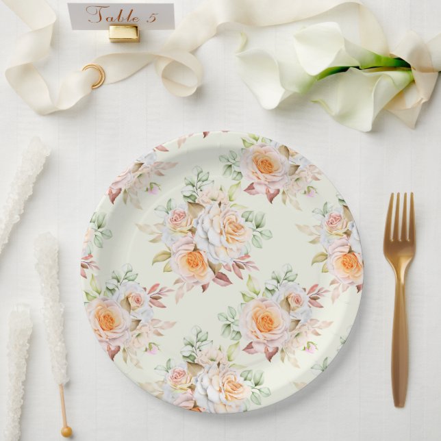 Floral Print  Paper Plates (Wedding)