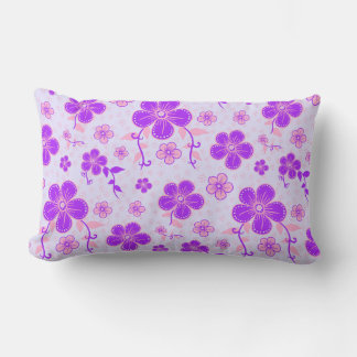 Floral Print Purple n Pink on Lavender solid Side Lumbar Pillow