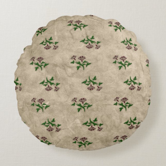 Floral Print Shabby Chic Throw Pillow (Front)