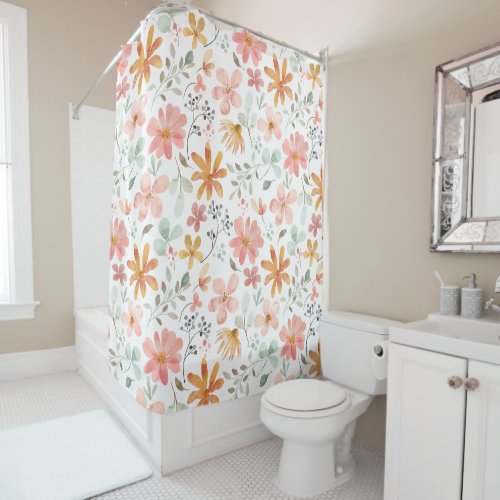 Floral Print Shower Curtain