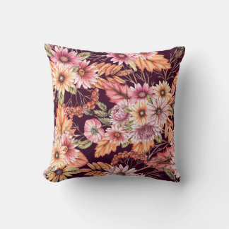 Floral Print Throw Pillow Decorative Accent