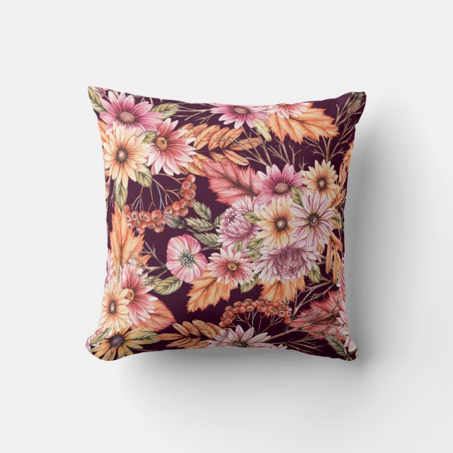 Floral Print Throw Pillow Decorative Accent (Front)