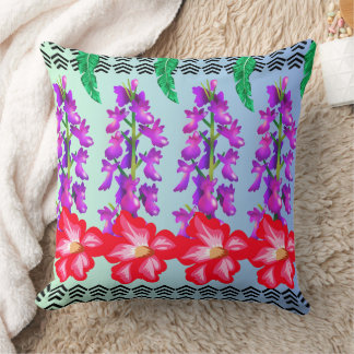 Floral print throw pillow, Vintage flower cushion. Pillow