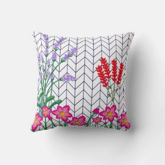 Floral print throw pillow, Vintage flower cushion, Pillow