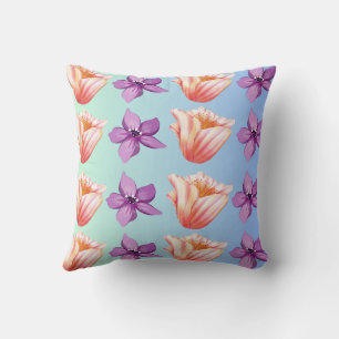 Floral print throw pillow, Vintage flower cushion, Pillow