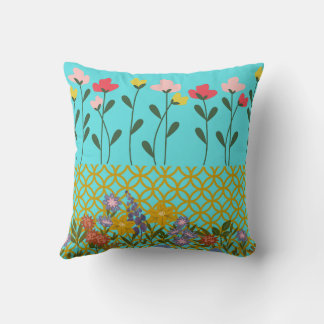 Floral print throw pillow, Vintage flower cushion, Throw Pillow