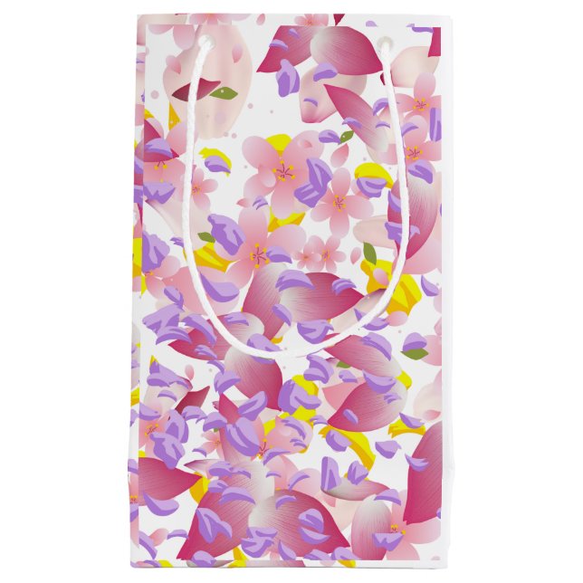 Floral print Valentine's Tissue Paper Small Gift Bag (Front)