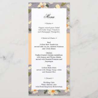 Floral Print Wedding Menu or Bridal Shower Menu