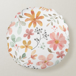 Floral Printed Throw Round Pillow