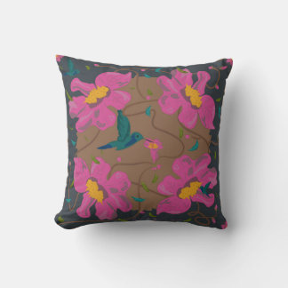Floral printing of poui in spring throw pillow