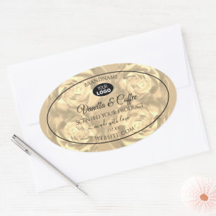 Floral Product Label Beige Roses Cream Colors Logo