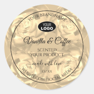 Floral Product Label Beige Roses Cream Colors Logo