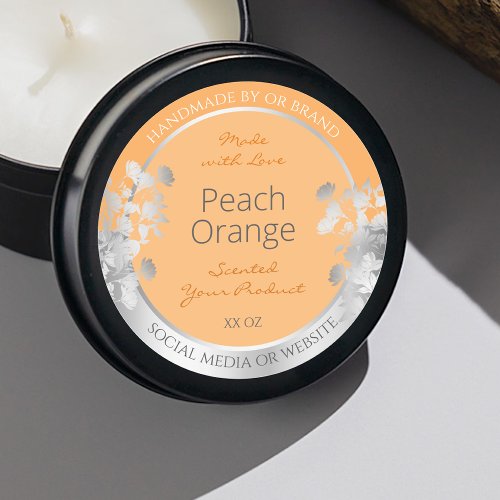 Floral Product Label Peach Light Orange and Silver