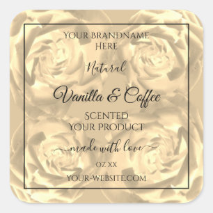 Floral Product Labels Beige Roses Cream Colors