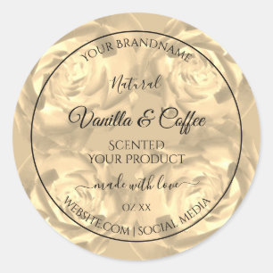Floral Product Labels Beige Roses Cream Colors