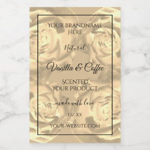 Floral Product Labels Beige Roses Cream Colors