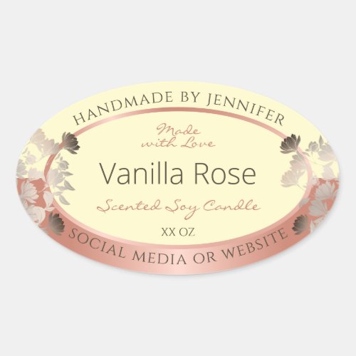 Floral Product Labels Cream and Rose Gold Frame