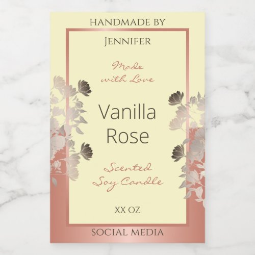 Floral Product Labels Cream and Rose Gold Frame