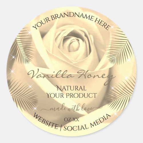 Floral Product Labels Cream Beige Rose Palm Leaves