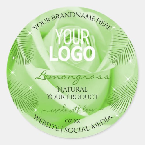 Floral Product Labels Green Rose Palm Leaves Logo