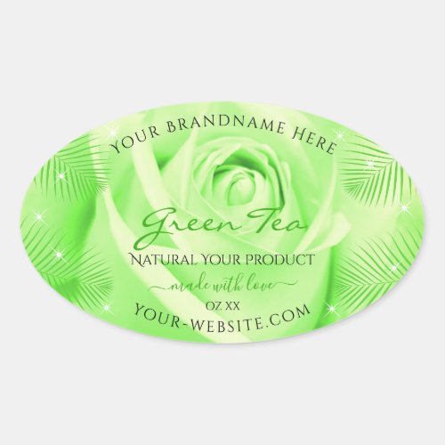 Floral Product Labels Light Green Rose Palm Leaves