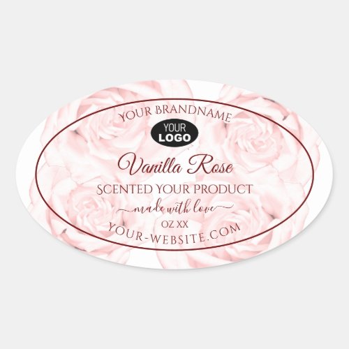 Floral Product Labels Light Pink Roses with Logo