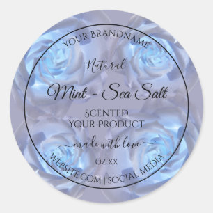 Floral Product Labels Luminous Light Blue Roses