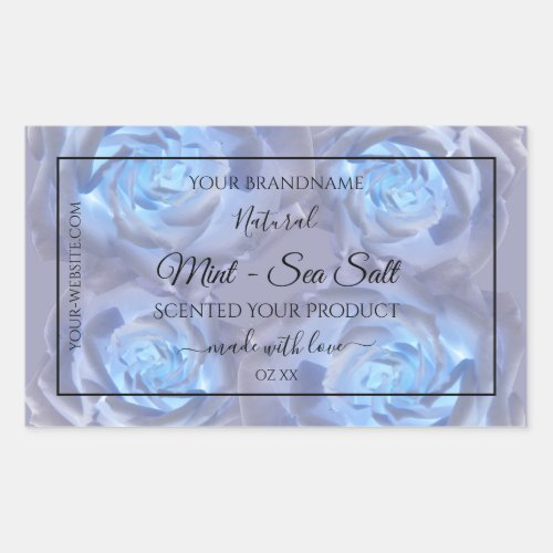 Floral Product Labels Luminous Light Blue Roses